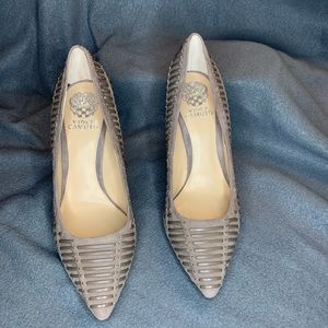 Vince Camuto suede khaki brown studded shoes
